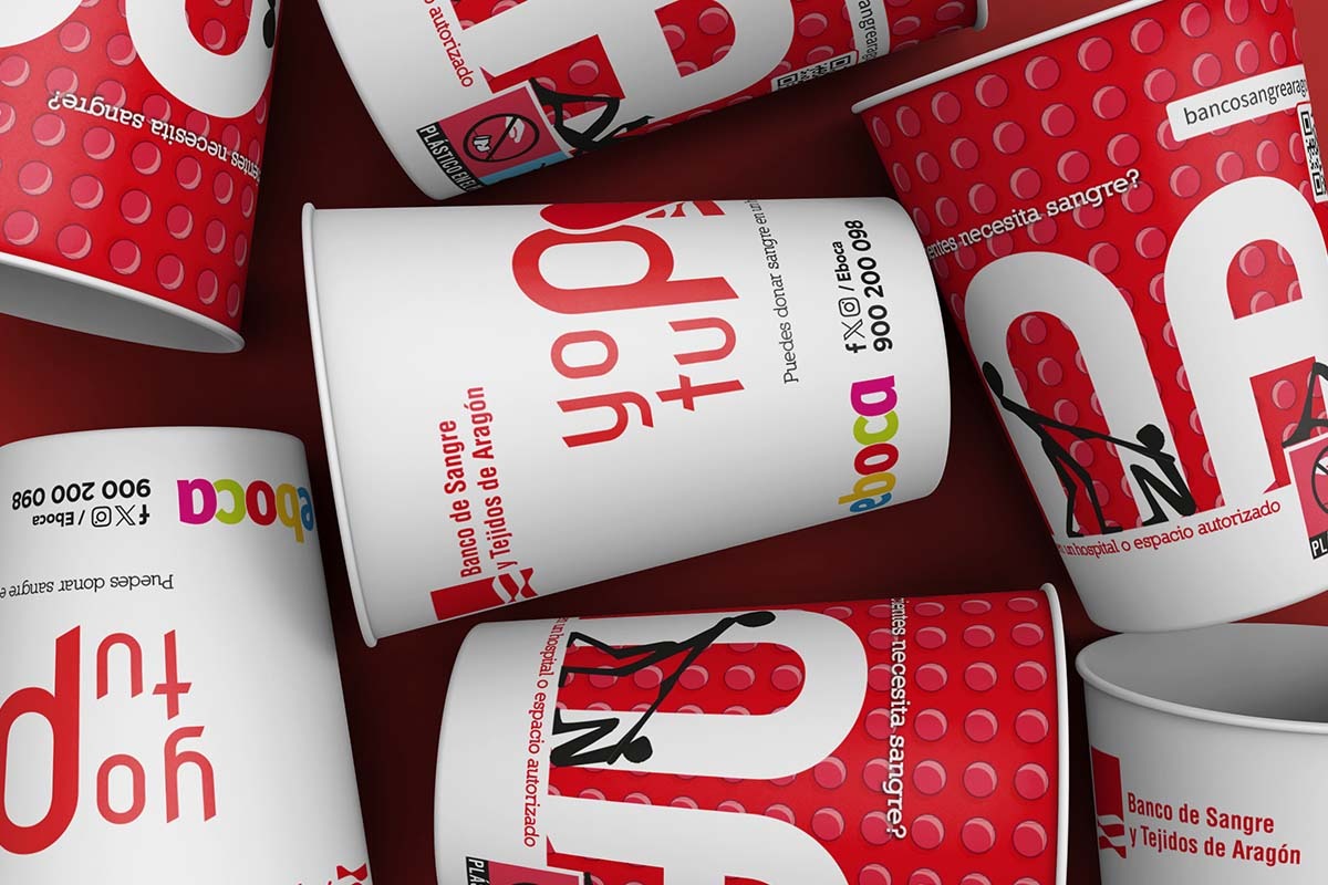 Diseño de vasos para el Banco de Sangre y Eboca: creatividad al servicio de la solidaridad